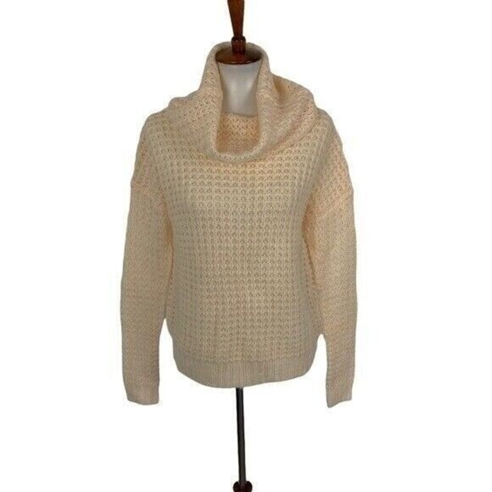 The Fifth Label Sweater Small Ivory Cowl Neck Ribbed Knit‎ Minimal Cozy